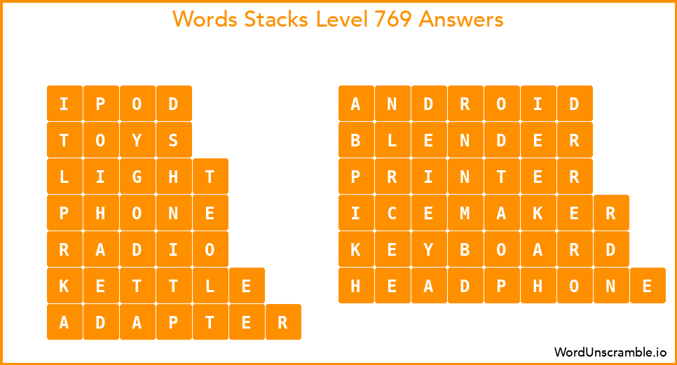 Word Stacks Level 769 Answers