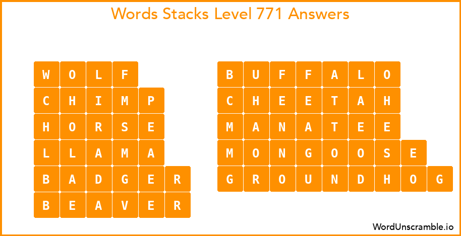 Word Stacks Level 771 Answers