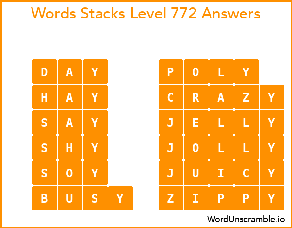 Word Stacks Level 772 Answers