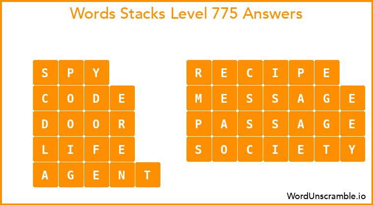 Word Stacks Level 775 Answers