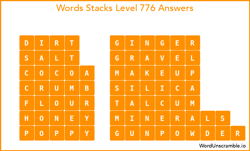 Word Stacks Level 776 Answers