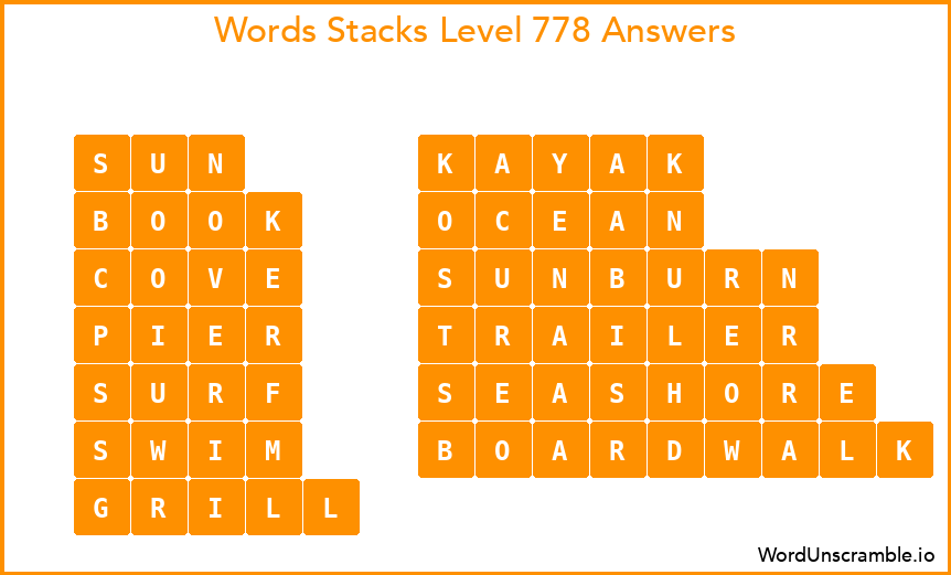 Word Stacks Level 778 Answers