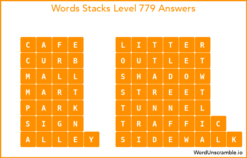 Word Stacks Level 779 Answers