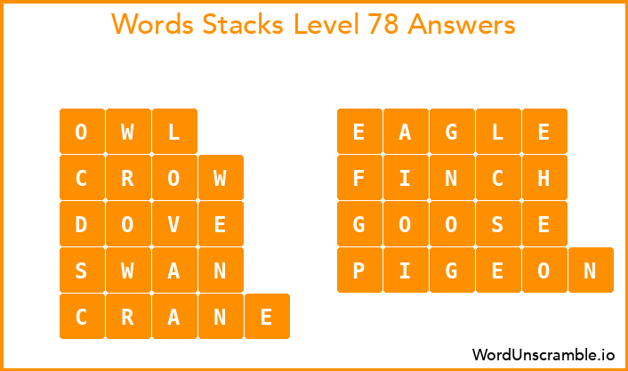 Word Stacks Level 78 Answers