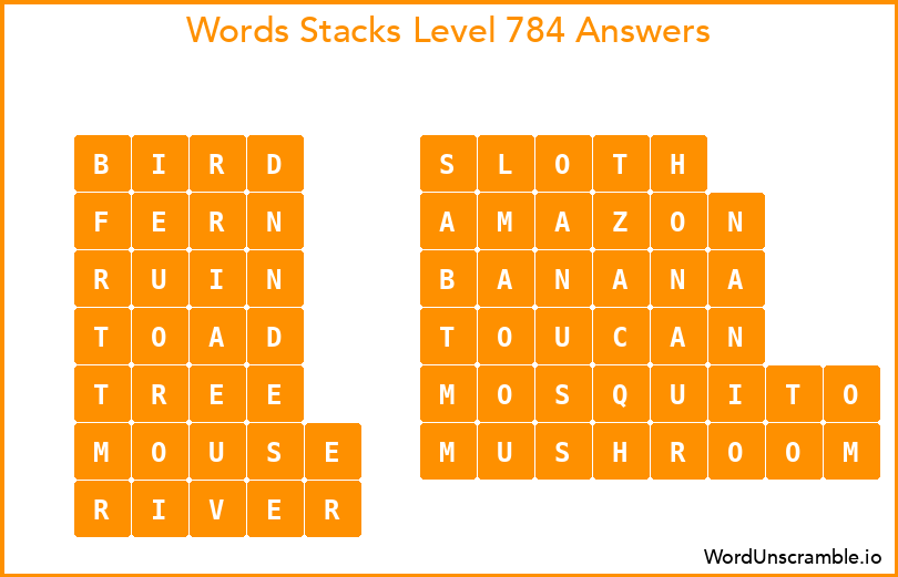 Word Stacks Level 784 Answers