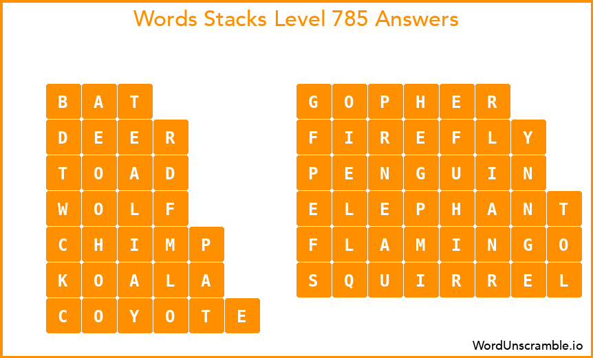 Word Stacks Level 785 Answers