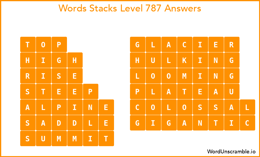 Word Stacks Level 787 Answers