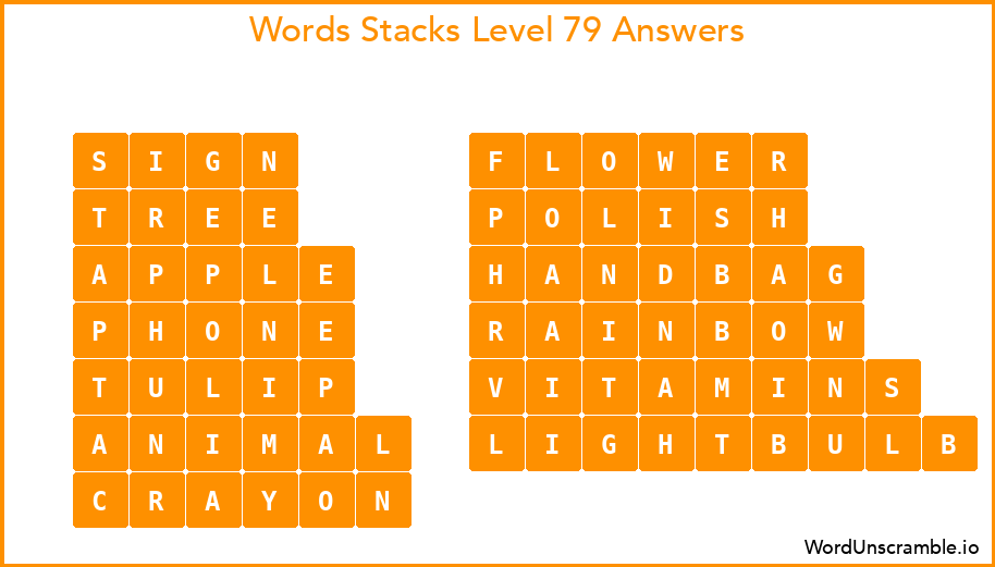 Word Stacks Level 79 Answers