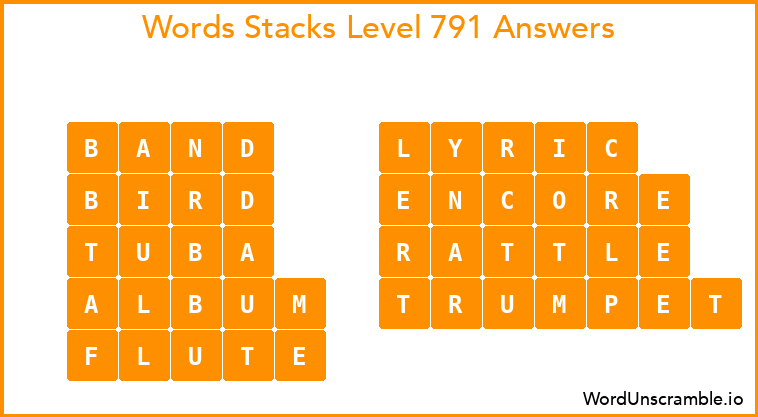 Word Stacks Level 791 Answers