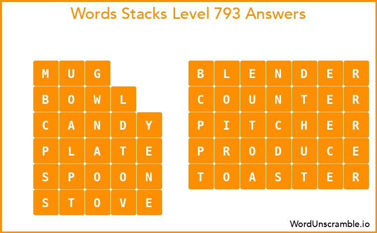 Word Stacks Level 793 Answers