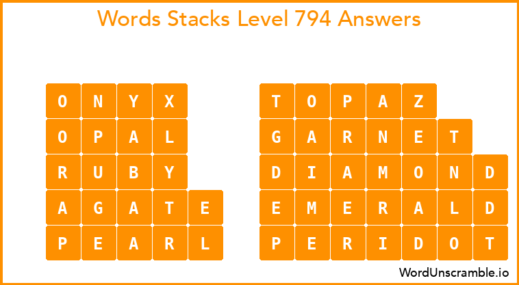Word Stacks Level 794 Answers