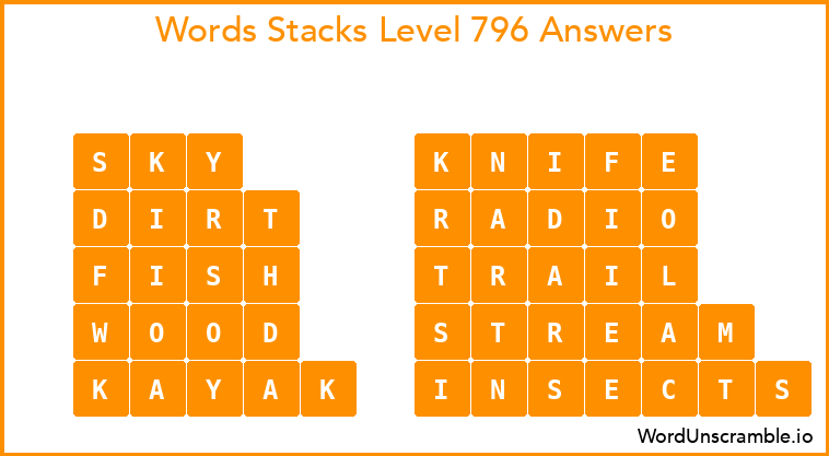 Word Stacks Level 796 Answers