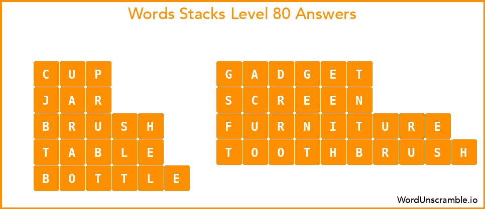 Word Stacks Level 80 Answers