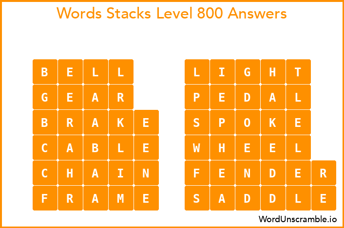 Word Stacks Level 800 Answers