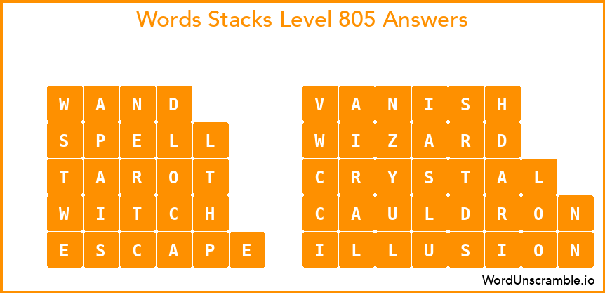 Word Stacks Level 805 Answers