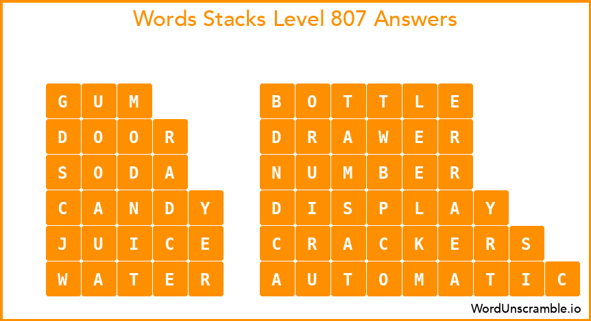 Word Stacks Level 807 Answers