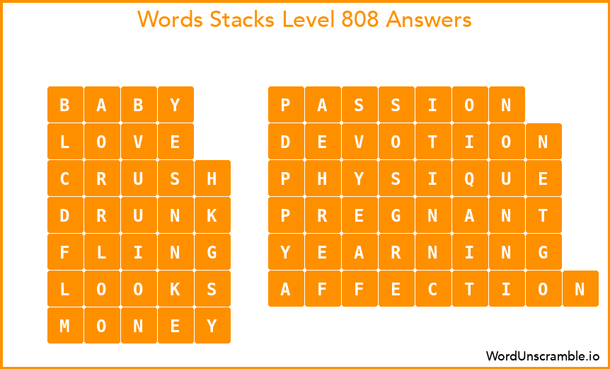 Word Stacks Level 808 Answers