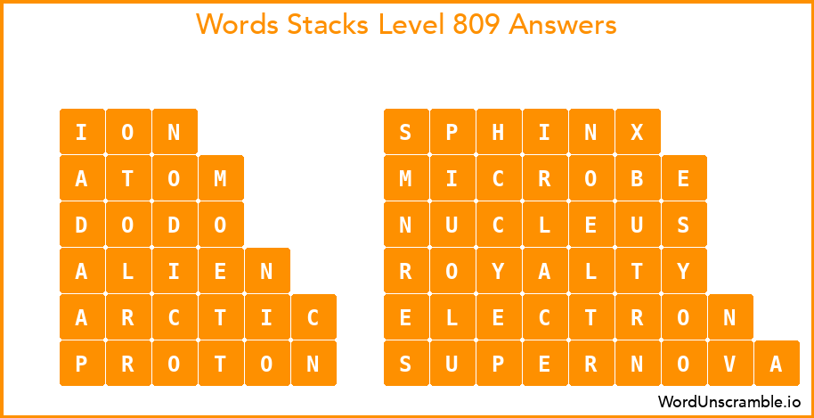 Word Stacks Level 809 Answers