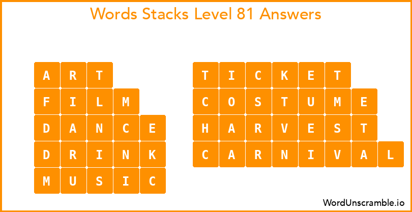 Word Stacks Level 81 Answers