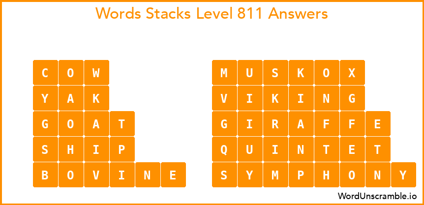 Word Stacks Level 811 Answers