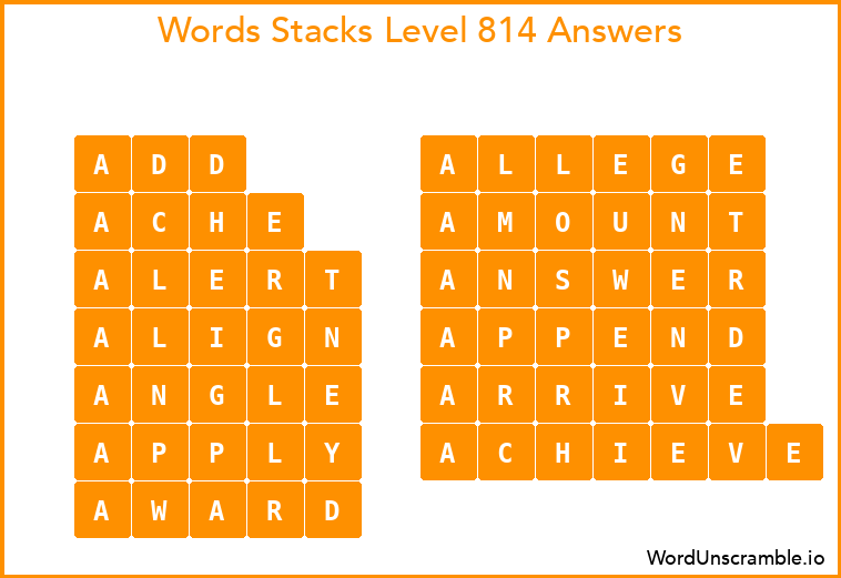 Word Stacks Level 814 Answers