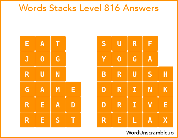 Word Stacks Level 816 Answers