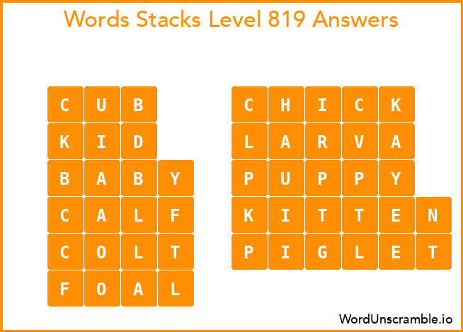 Word Stacks Level 819 Answers