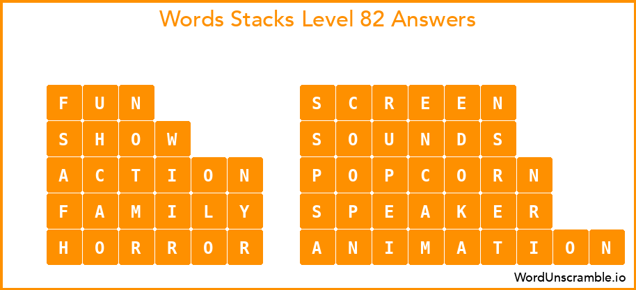 Word Stacks Level 82 Answers