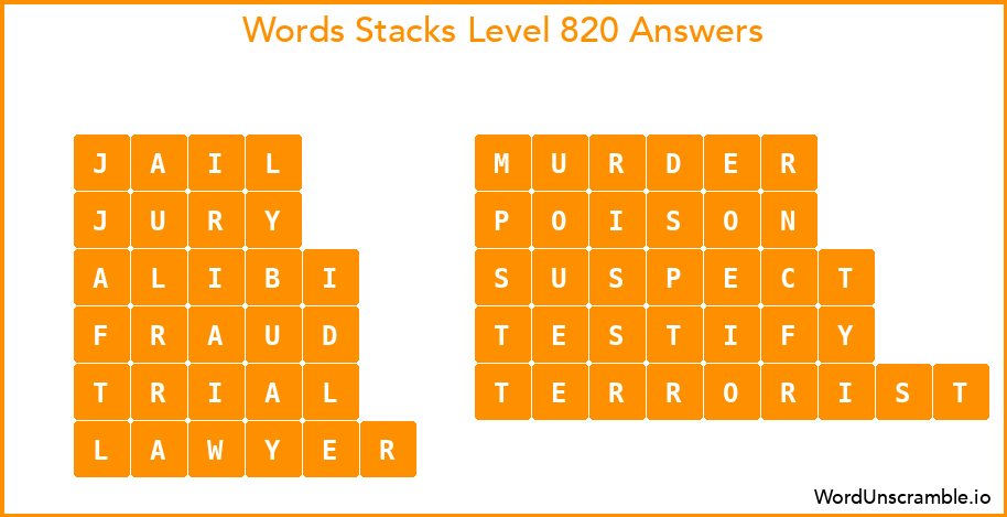 Word Stacks Level 820 Answers