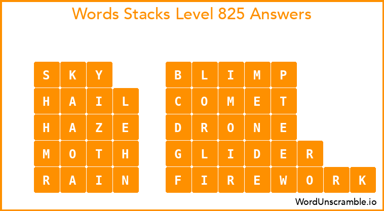 Word Stacks Level 825 Answers