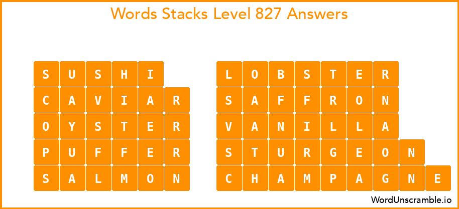 Word Stacks Level 827 Answers