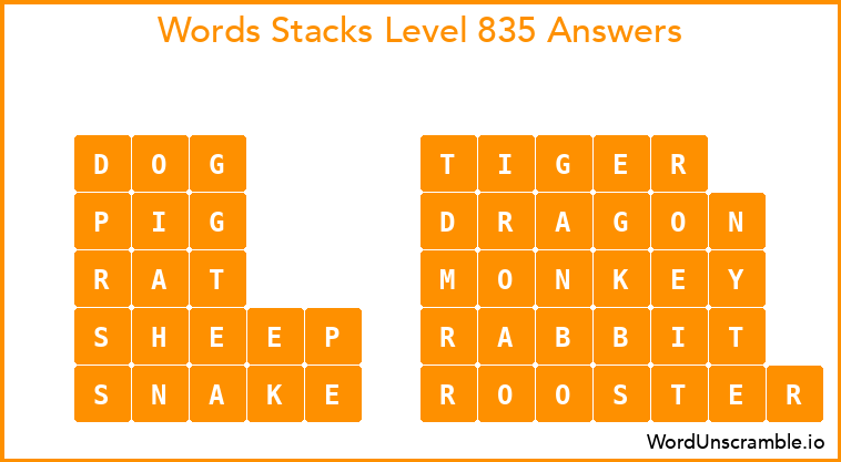 Word Stacks Level 835 Answers