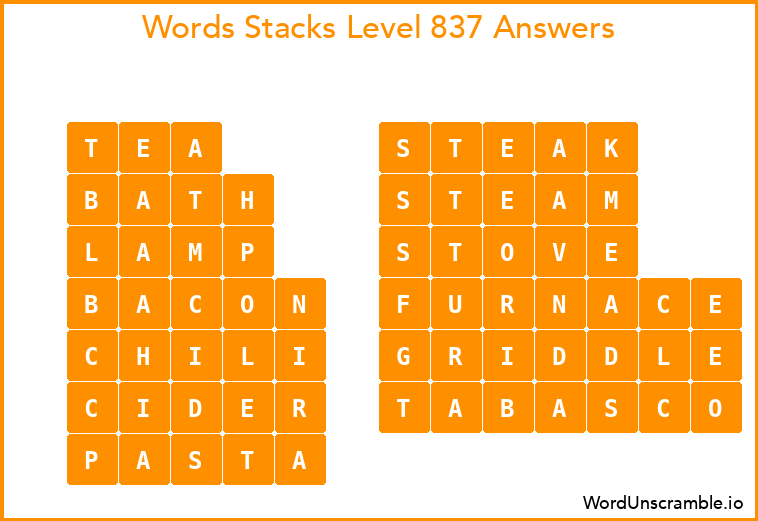 Word Stacks Level 837 Answers