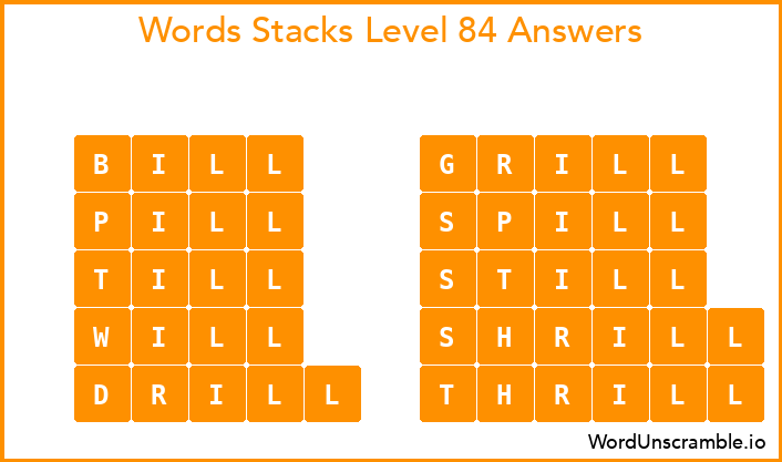 Word Stacks Level 84 Answers
