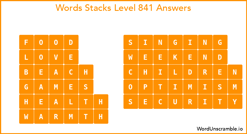 Word Stacks Level 841 Answers