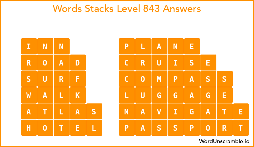 Word Stacks Level 843 Answers
