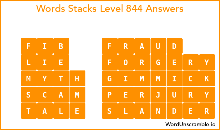 Word Stacks Level 844 Answers