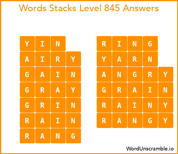 Word Stacks Level 845 Answers