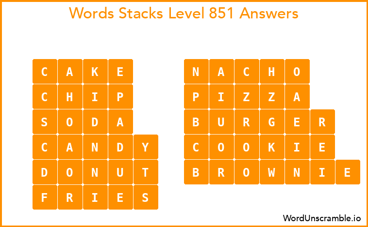 Word Stacks Level 851 Answers
