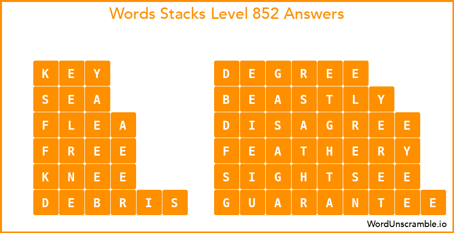 Word Stacks Level 852 Answers