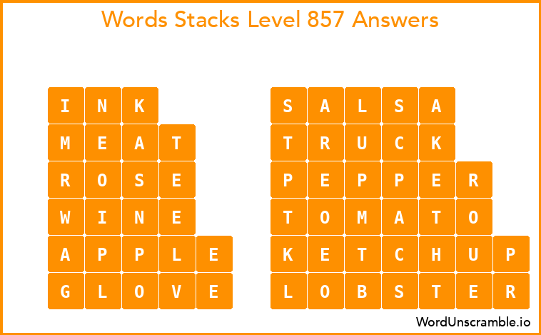 Word Stacks Level 857 Answers