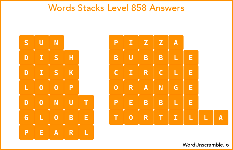 Word Stacks Level 858 Answers