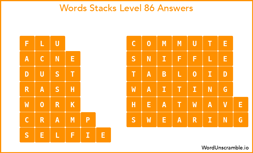 Word Stacks Level 86 Answers
