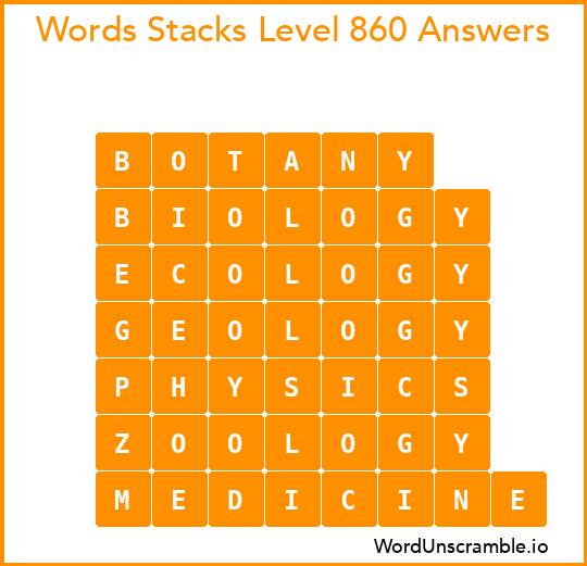 Word Stacks Level 860 Answers