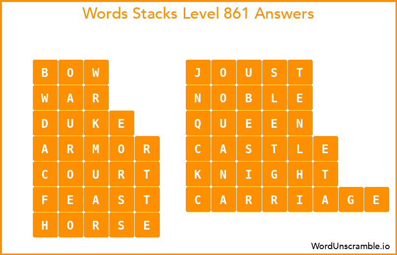 Word Stacks Level 861 Answers