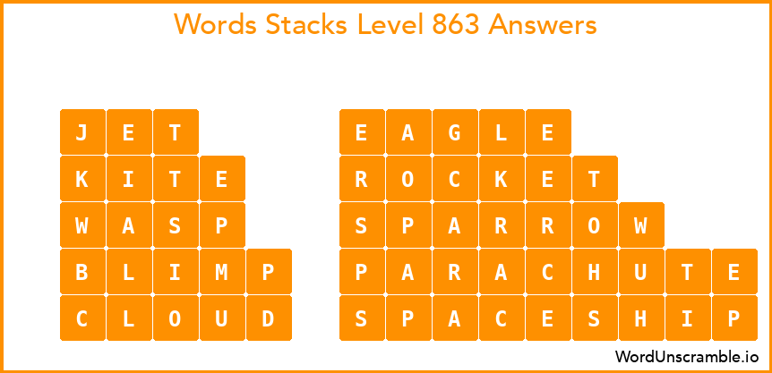 Word Stacks Level 863 Answers