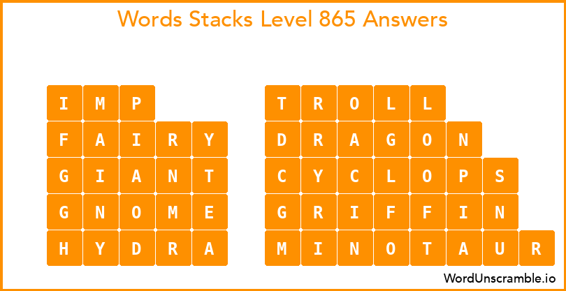 Word Stacks Level 865 Answers
