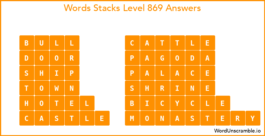 Word Stacks Level 869 Answers