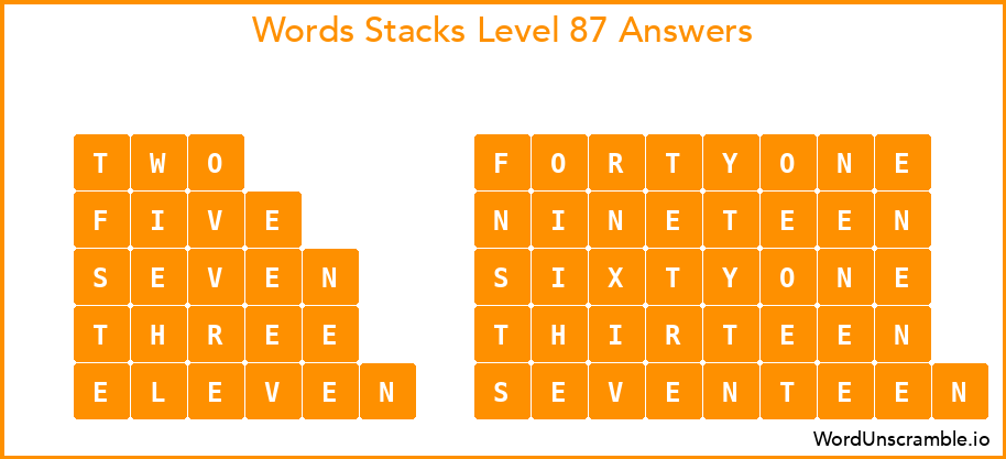 Word Stacks Level 87 Answers