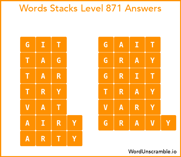 Word Stacks Level 871 Answers